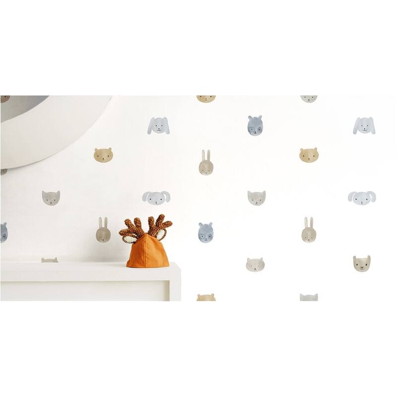 Galerie Wallcoverings Little Explorers 2 Animal Happy Heads Non-woven Matte Wallpaper Roll