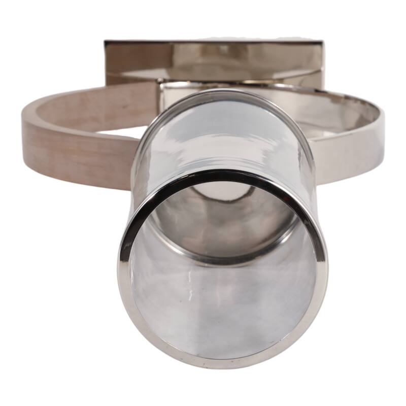 Metal Wood Candle Holder Modern Semi Ring Detail for Home Decor - 12" x 5.5" x 21.5"