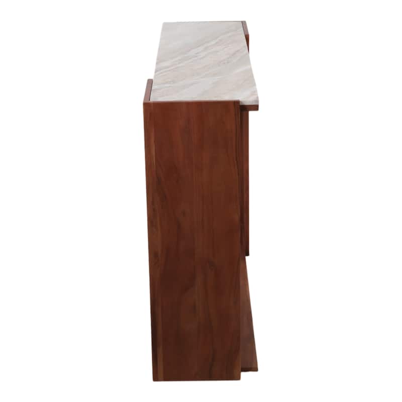 Wood Base Console Table Marble Top Modern Accent Furniture - 31" Ivory - 42" x 12" x 31"