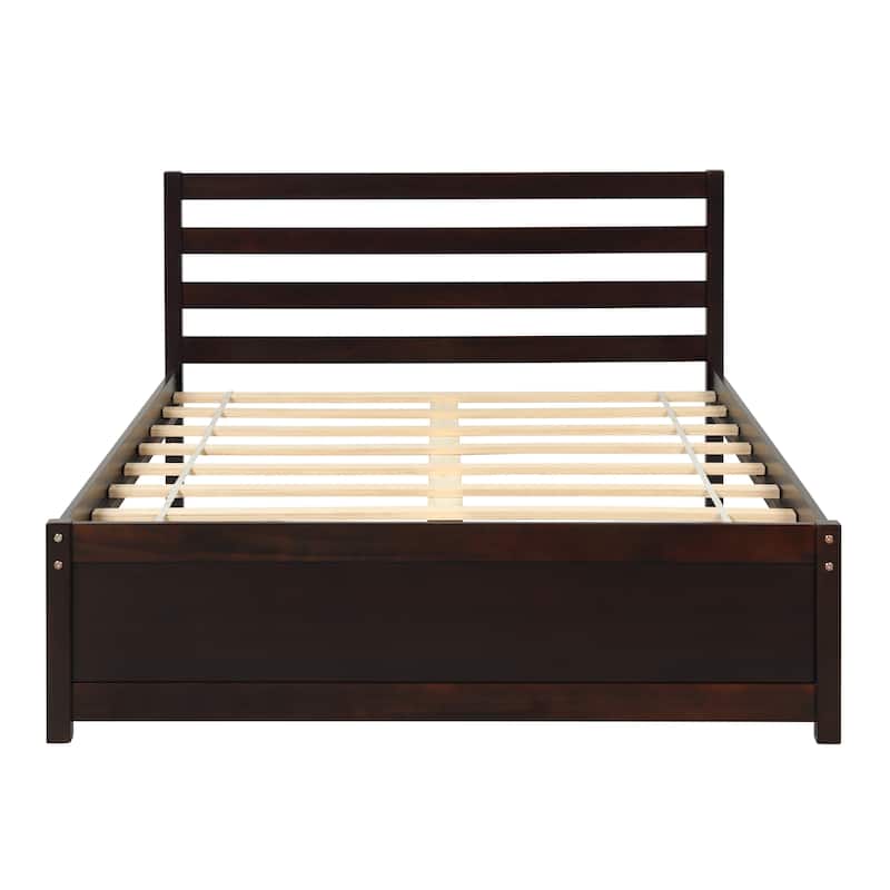 Full Size Wood Platform Bed Frame with Headboard
