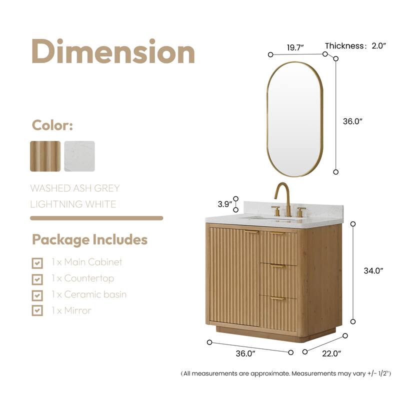Cadiz Bath Vanity with Composite Stone Top and Mirror