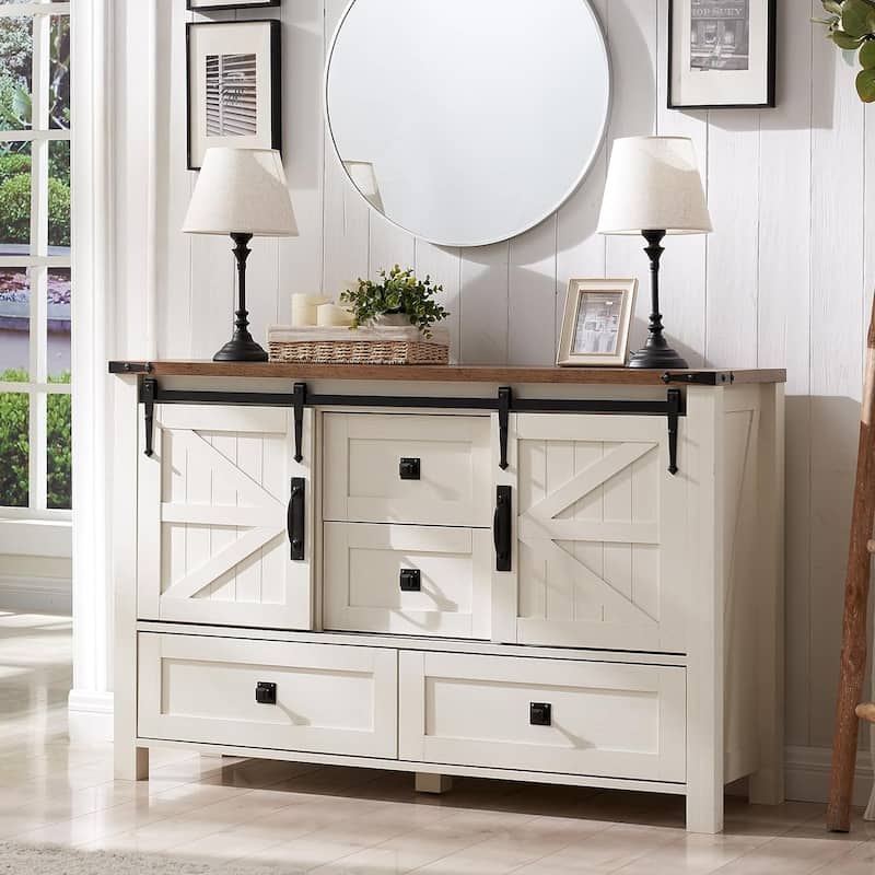 Farmhouse Dresser, Chest of Drawer, Dresser TV Stand, Storage Dresser - Antique White