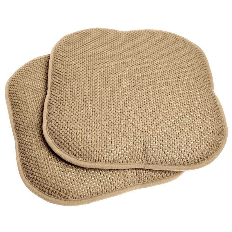 Sweet Home Collection Honeycomb Memory Foam Non Slip Back Chair Pad Cushion Taupe 16" x 16" - Set of 2