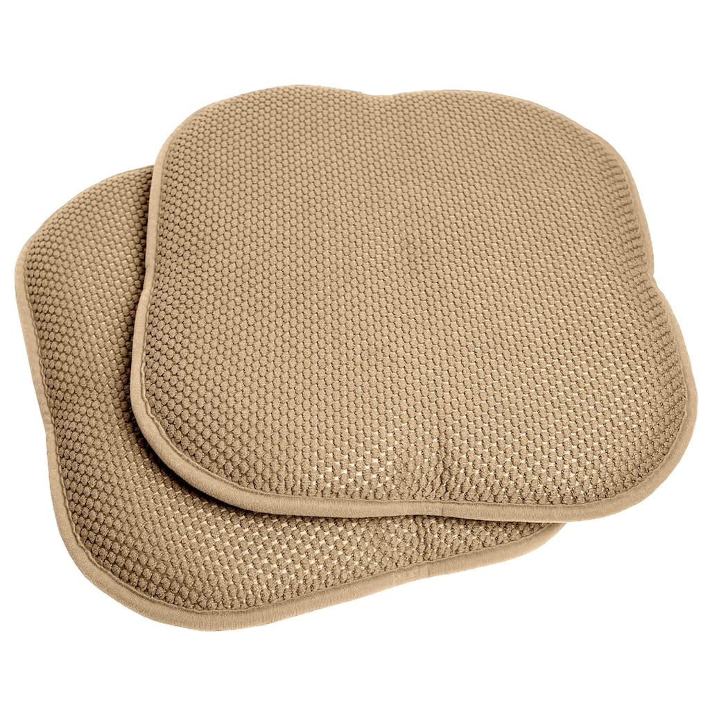 Sweet Home Collection Honeycomb Memory Foam Non Slip Back Chair Pad Cushion Taupe 16" x 16"