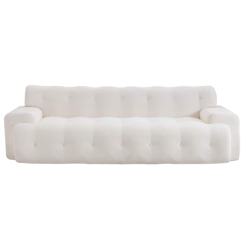 88 inch Cloud 3 Seater Boucle Sofa with Button Tufted Comfy Upholstered Couch