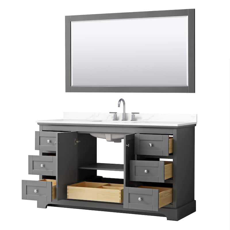 Avery 60-inch Single Vanity, Quartz Top, 58-inch Mirror