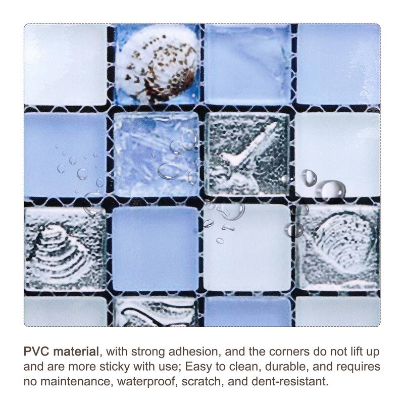 25Pcs Peel and Stick Tiles Backsplash, 4"x4" Mosaic Tile Stickers, Blue Grey - Blue+Grey