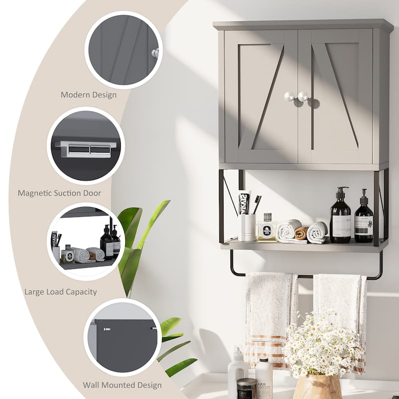 Futzca Bathroom Wall Cabinet with Towels Bar, Storage Medicine Cabinet
