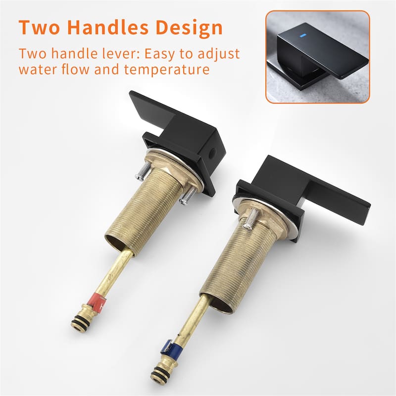 Deck Mount Waterfall Tub Faucet Brass 3 Holes Bathtub Faucet Modern Double Handle Tub Filler