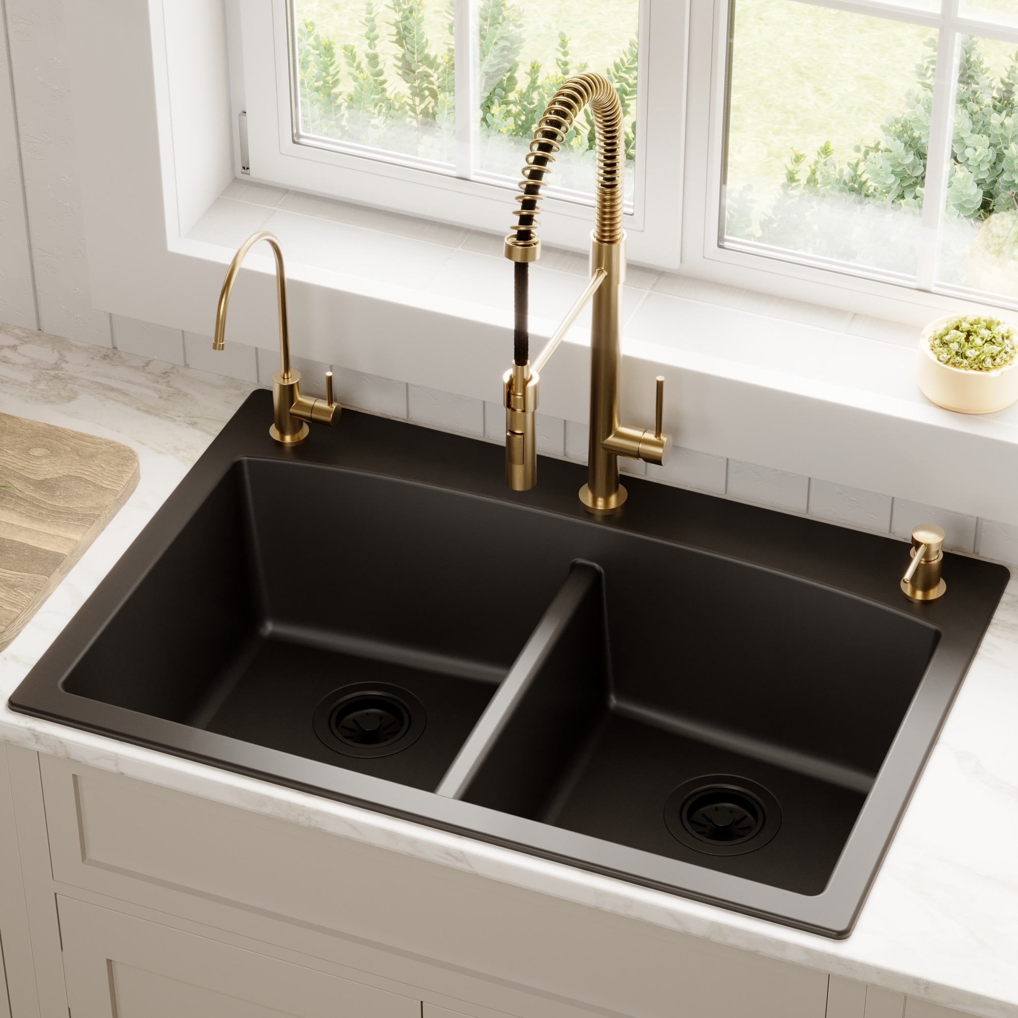 Karran Drop-in Quartz 50/50 Double Bowl Kitchen Sink