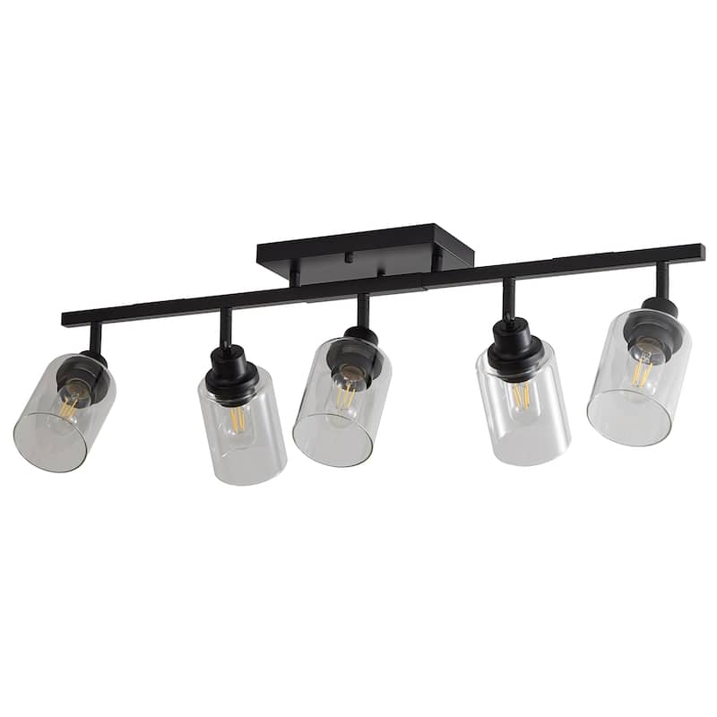 5-Light Track Lighting Kit Black Track Lighting Fixtures Bathroom Wall Sconces Ceiling Mount Kitchen Tracking Lights