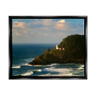 Stupell Lighthouse Ocean Cliffs Framed Floater Canvas Wall Art Design ...