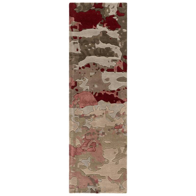 SAFAVIEH Handmade Fifth Avenue Rufina Abstract Wool Rug - 2'3" x 8' Runner - Grey/Red