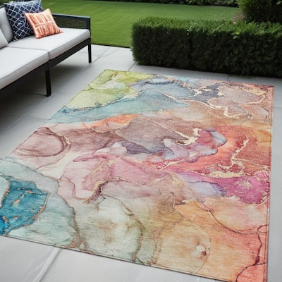 Dava Unique Abstract Weather Resistant Current & Stylish Outdoor Rug
