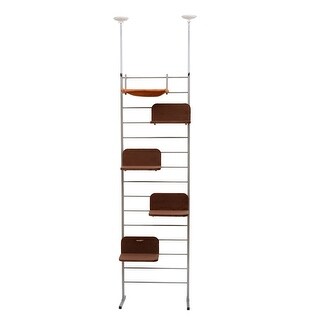 Pawhut Floor-to-Ceiling Adjustable Staggered Climbing Cat Tree 