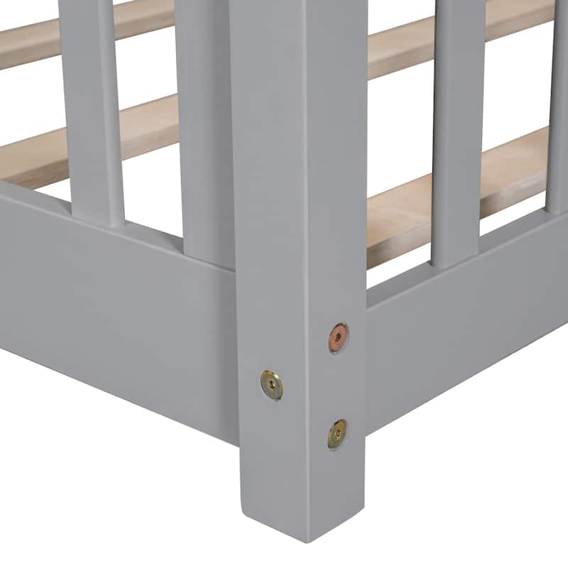 Floor Platform Bed with Fence without Door