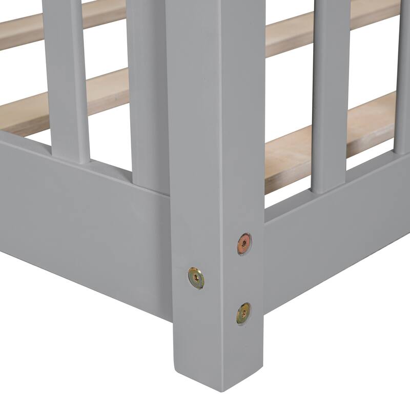 Twin Floor Platform Bed with Fence without Door