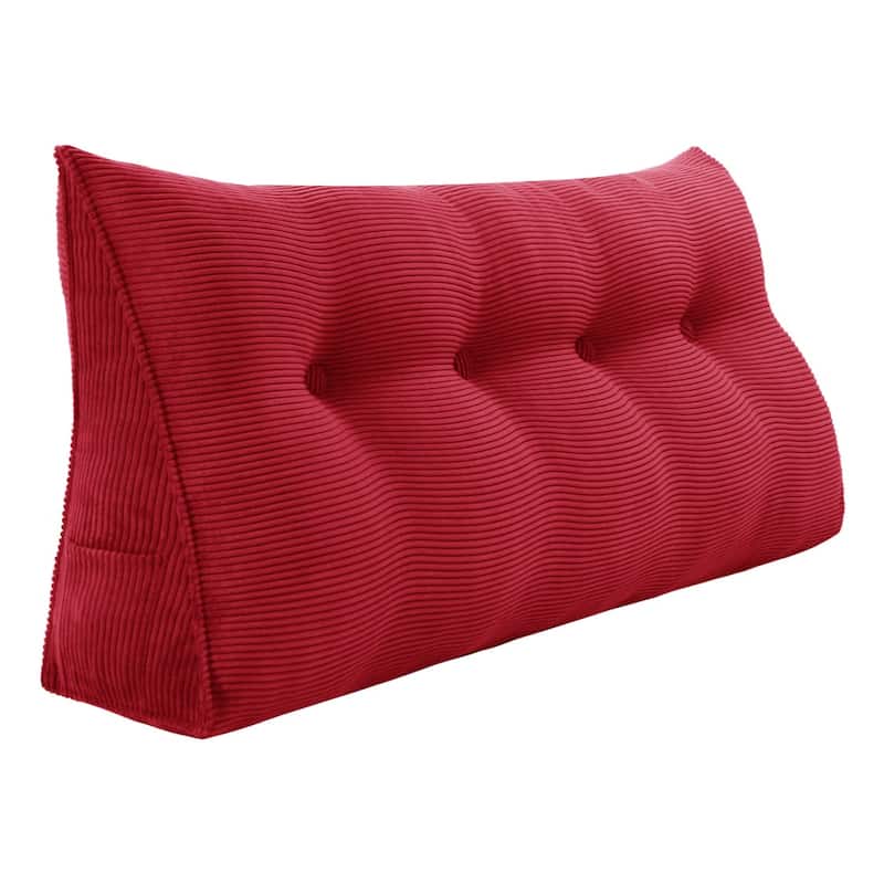 WOWMAX Large Reading Wedge Headboard Pillow for Bed Rest Back Support - Full - Red
