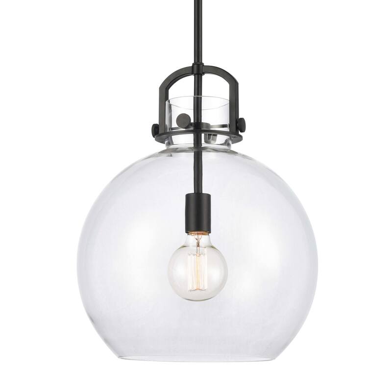 Innovations Lighting 410-1SL-20-14 Newton Sphere Pendant Newton Sphere - Matte Black / Clear