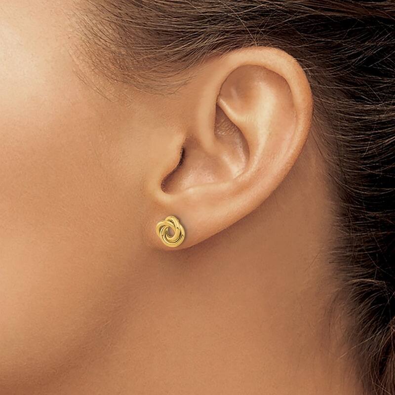 Curata 14k Yellow Gold 8mm Open Love Knot Post Earrings