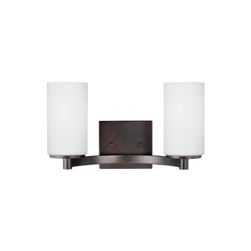 Bellevue Hamel 2 Light 14" Wide Vanity Light with Etched Glass Shade - Burnt Sienna