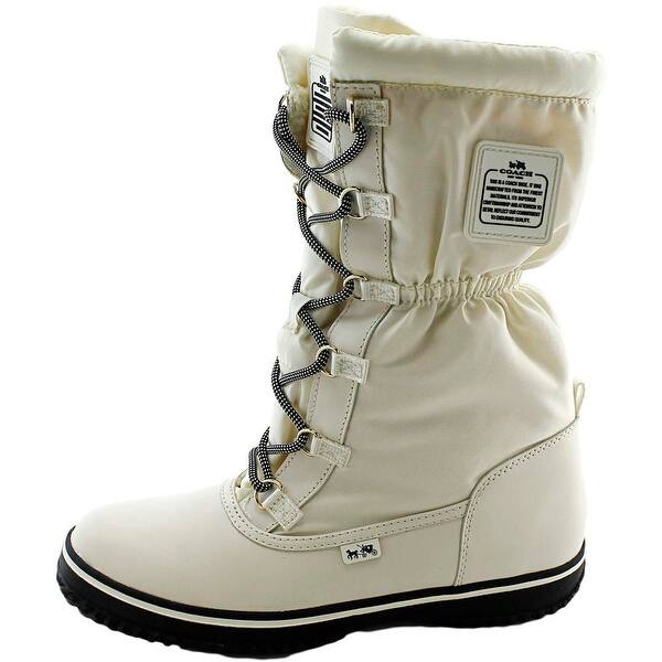 Shop Coach Sage Women Round Toe Leather White Winter Boot