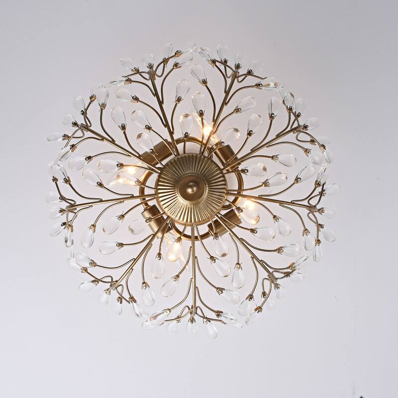 Flavia 4-light Crystal Beaded 9-Branch Semi-Flush Mount - 18 inches in diameter x 12 inches H