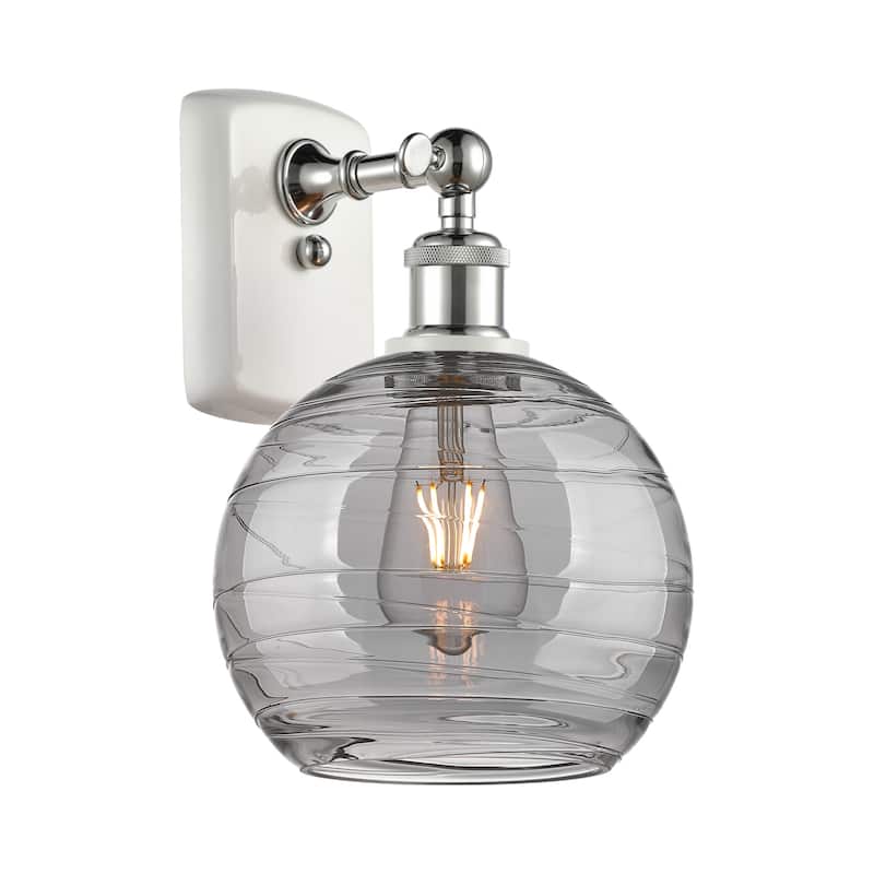Innovations Lighting 516-1W-11-8 Athens Deco Swirl Sconce Athens Deco - White Polished Chrome / Light Smoke Deco Swirl