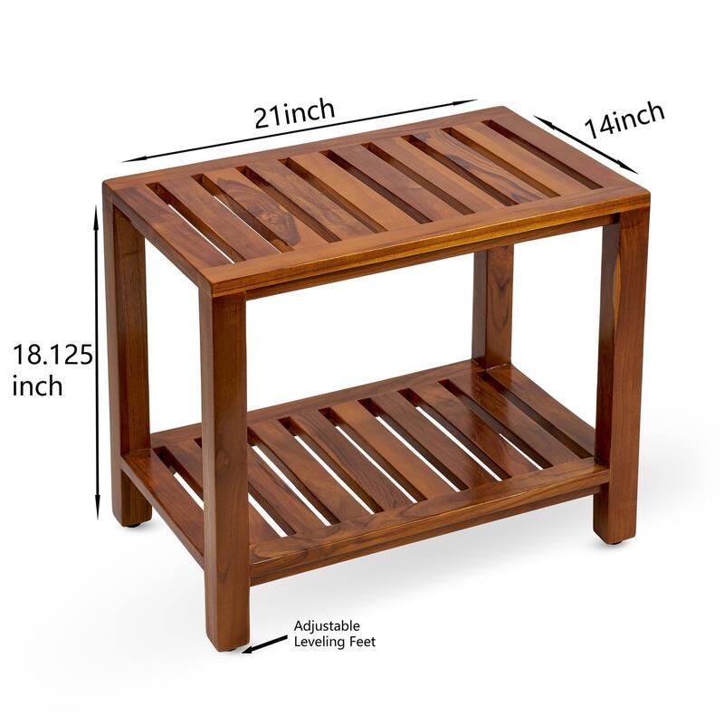 TeakCraft The THEIA, Fully Assembled Teak Shower Bench 21 Inch