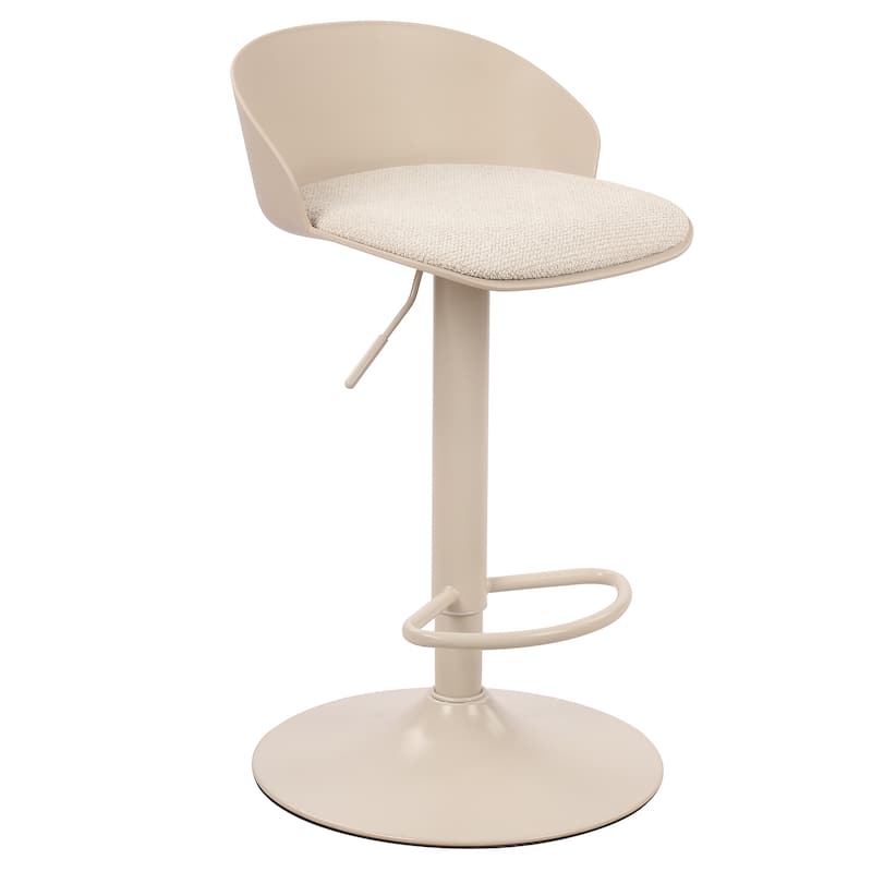 Contemporary Metal and Fabric Adjustable Air-Lift Stool, Set of 2 - Beige