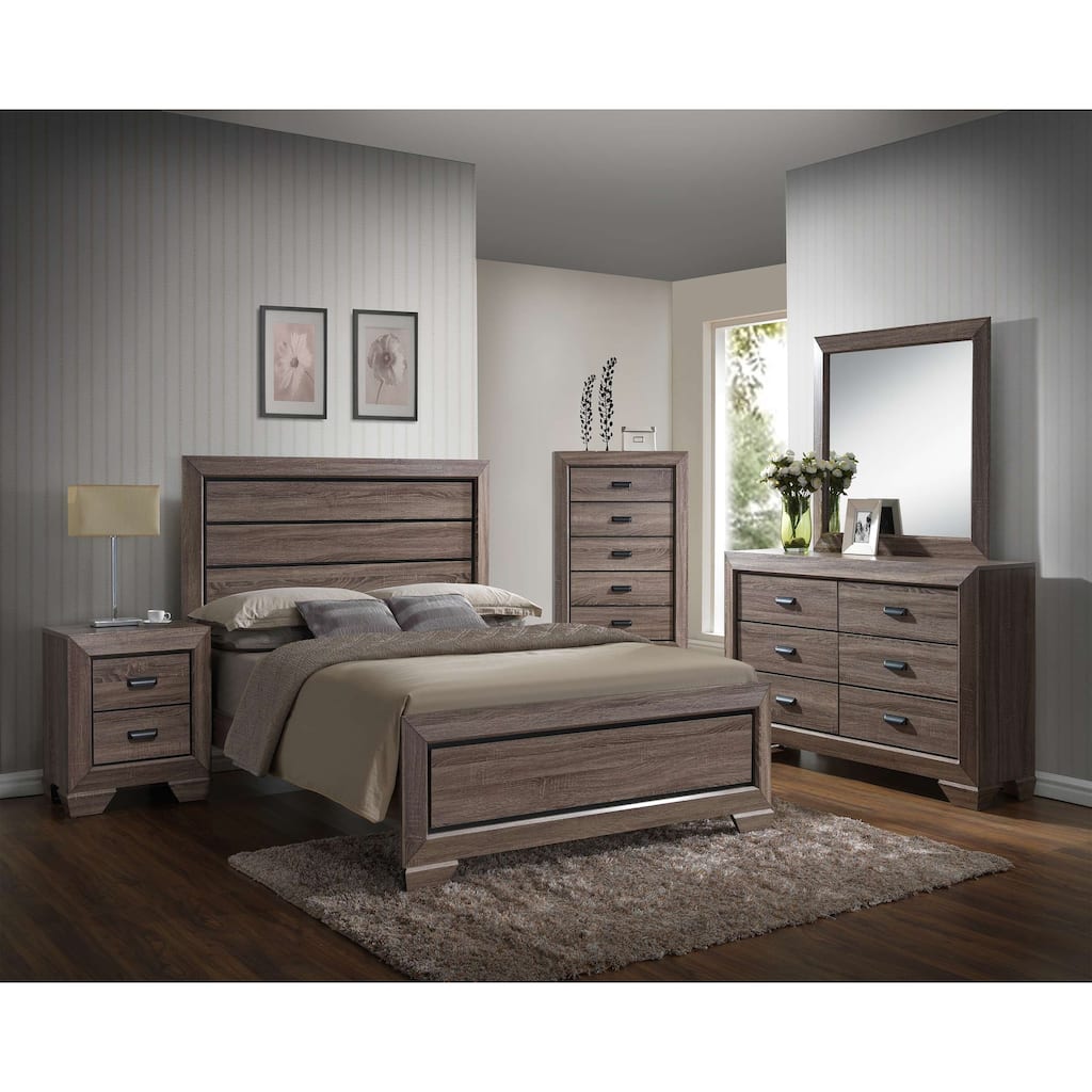 Kerry Brown Tone Wood Minimalist Panel Bed with Low Footboard