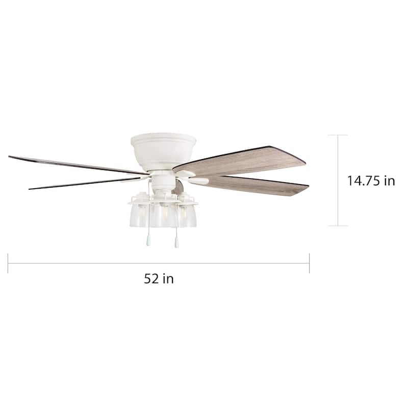 The Gray Barn Chevening 52-inch Coastal Indoor LED Ceiling Fan with Pull Chains 5 Reversible Blades - 52