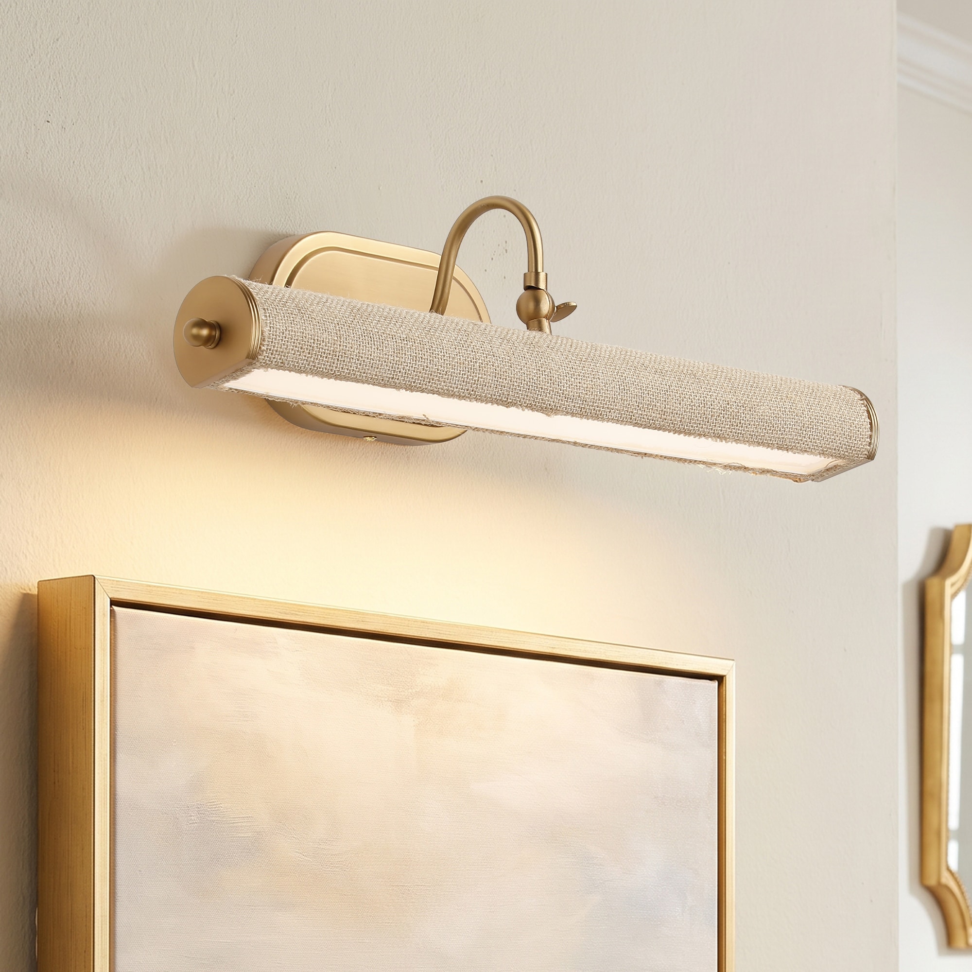 22" Modern Gold Fabric Adjustable LED Picture Light Wall Sconce