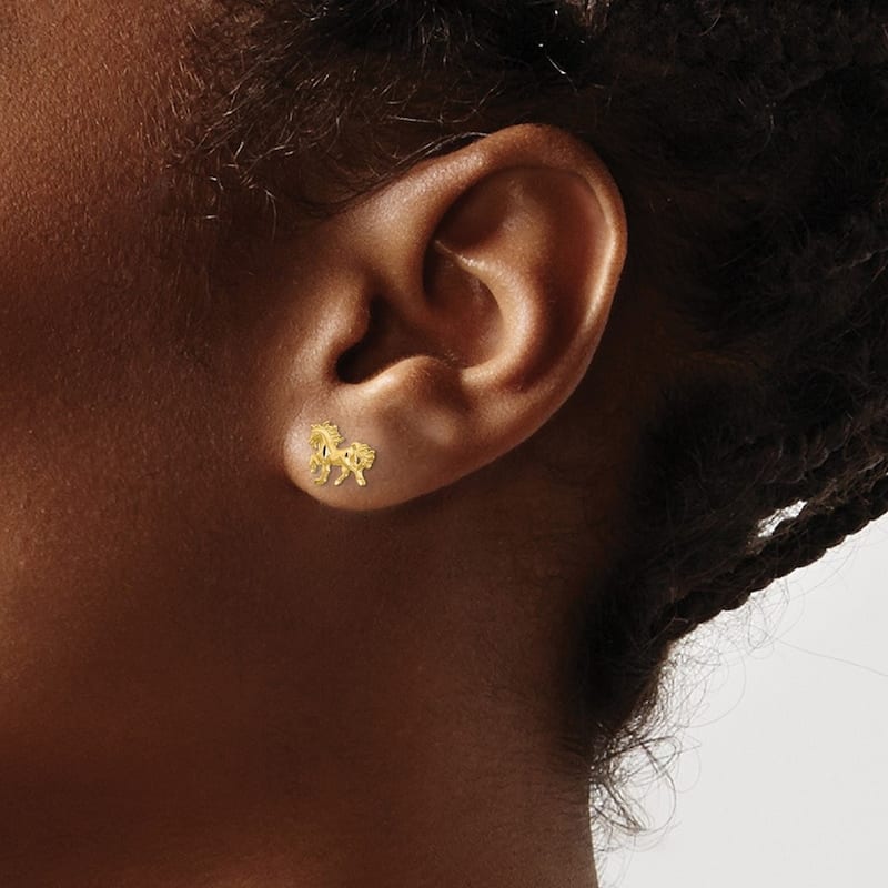 Curata 10k Yellow Gold 8x10mm Satin Unicorn Post Earrings