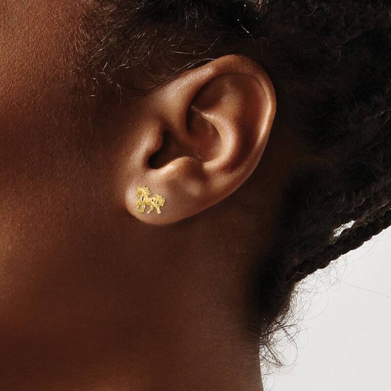 Curata 14k Satin Diamond-Cut Unicorn Post Earrings (10mmx8mm)