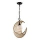preview thumbnail 4 of 5, Farmhouse Bohemia Single Light Beaded Crescent Moon Pendant Light - 15-in W