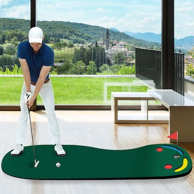 9.8 X 3FT Par 3 Holes Golf Putting Green Mat Set for Practice - 9.8 X 3FT