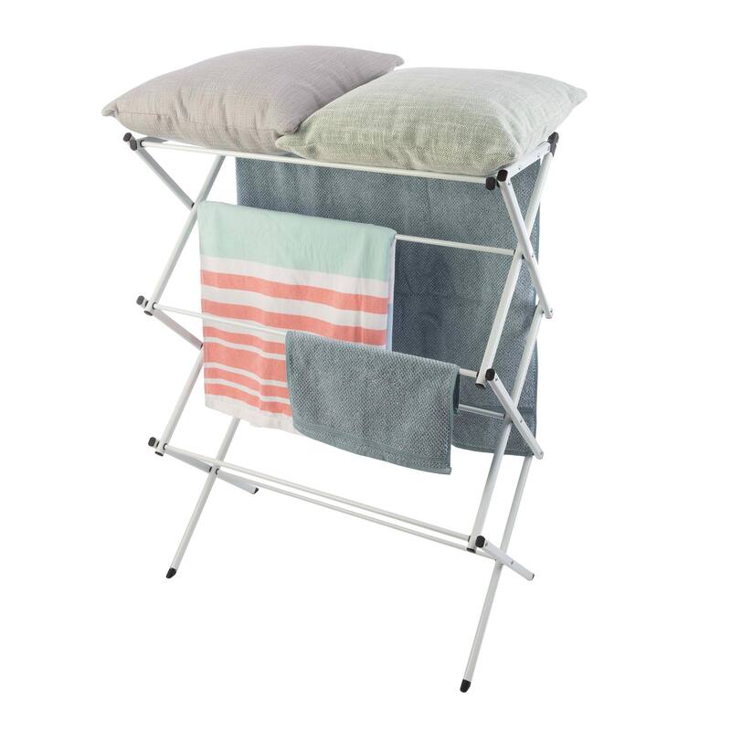 Clothes Drying Rack - Collapsible and Compact for Indoor/Outdoor Use by Lavish Home (White)
