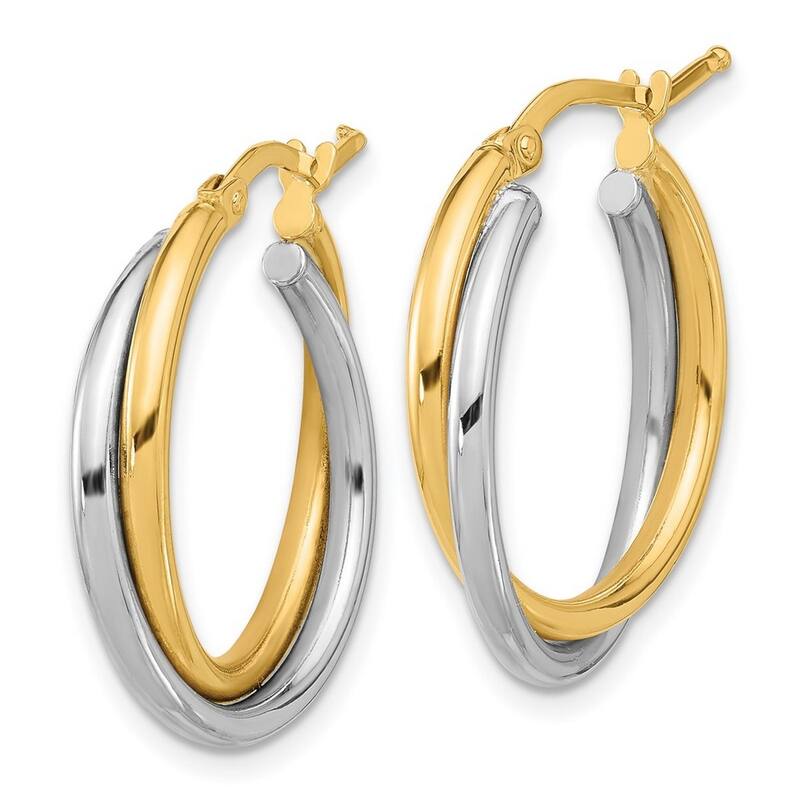 Curata 14k Two Tone Gold Twisted Hoop Earrings - 25.7x24mm