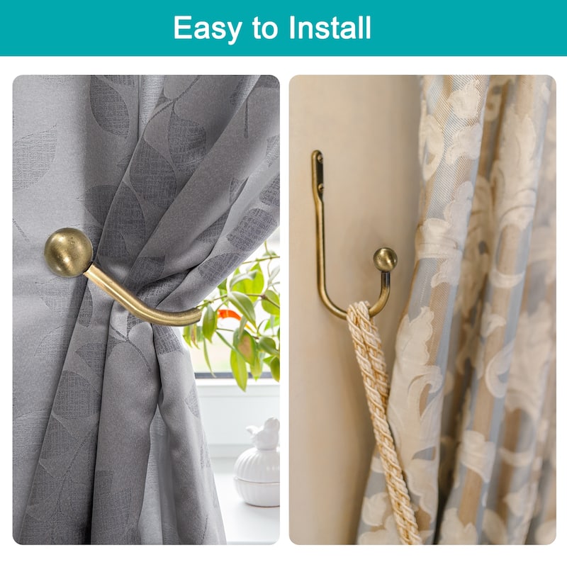 Aluminum Alloy Wall Mounted Curtain Holdback U Shaped Drapery Hooks
