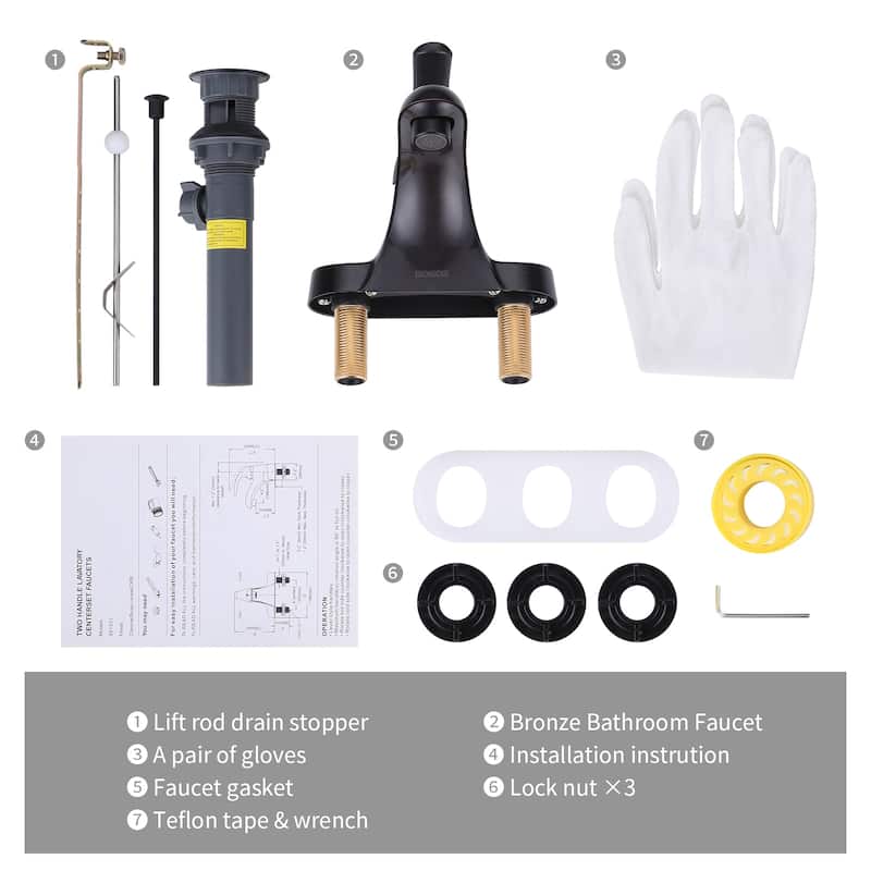 WOWOW 4 in. Centerset Single-Handle Low Arc Bathroom Faucet with Drain Kit