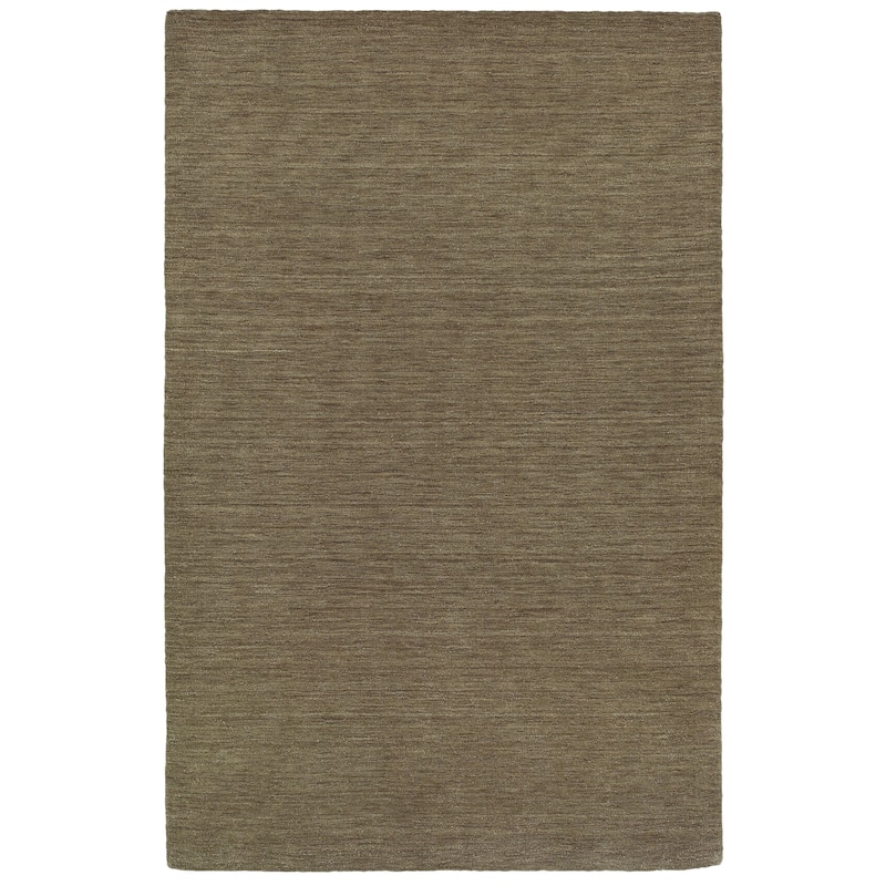 Style Haven Heathered Solid Hand-crafted Plush Wool Area Rug - 5' x 8' - Taupe - Runner/Rectangle