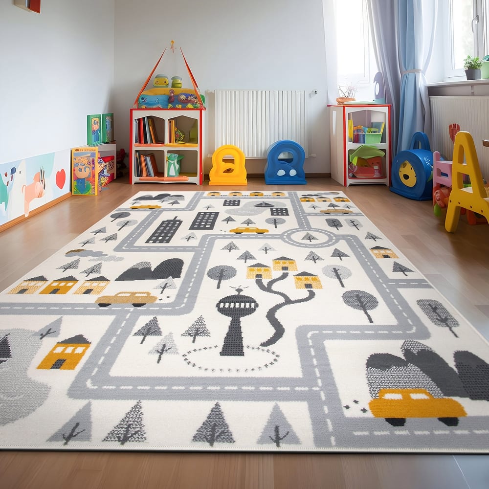 World Rug Gallery Adventureville Kids Play Road Area Rug