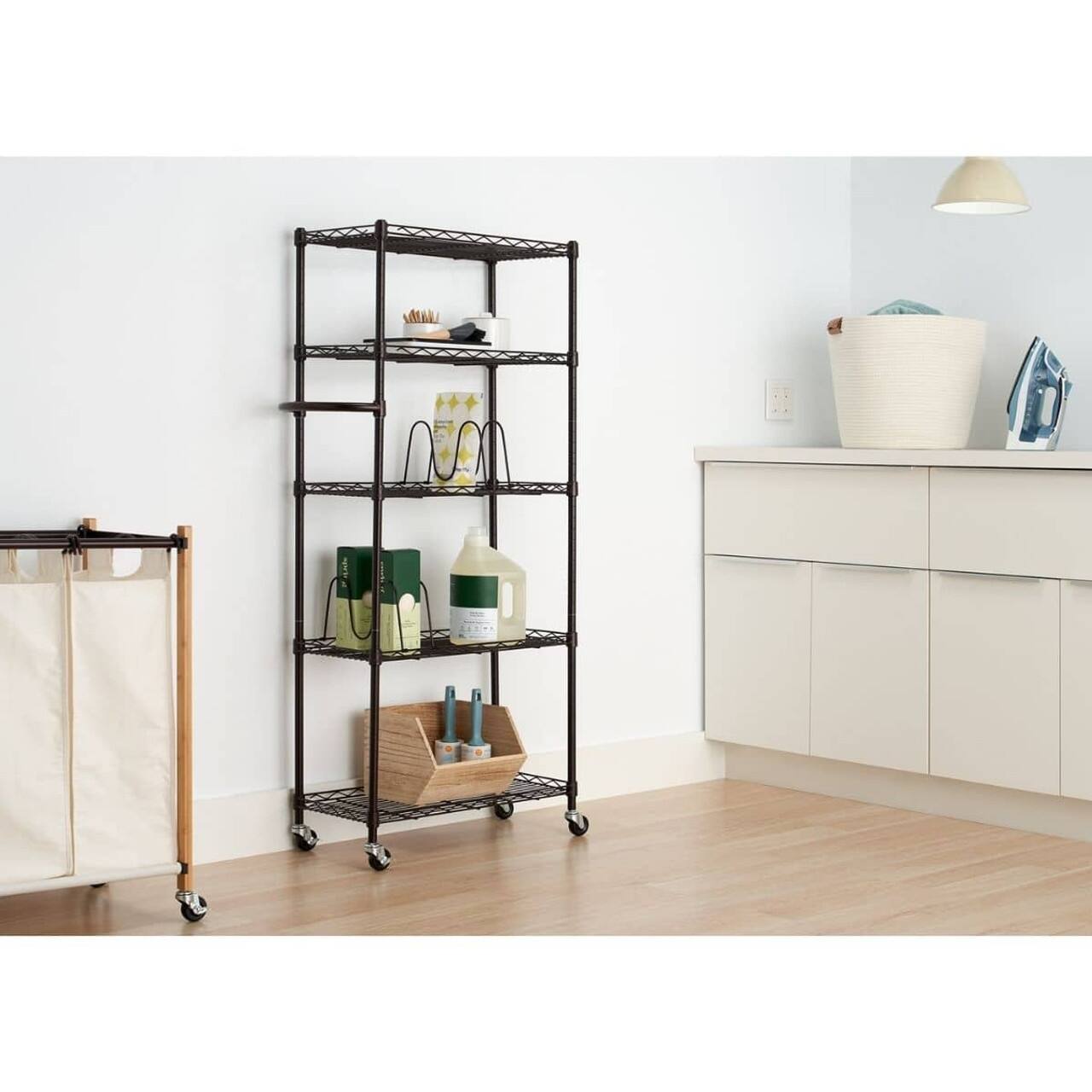 TRINITY BASICS® 5Tier 24x12x55.5 Pantry Rack w/ Wheels, NSF, Dark
