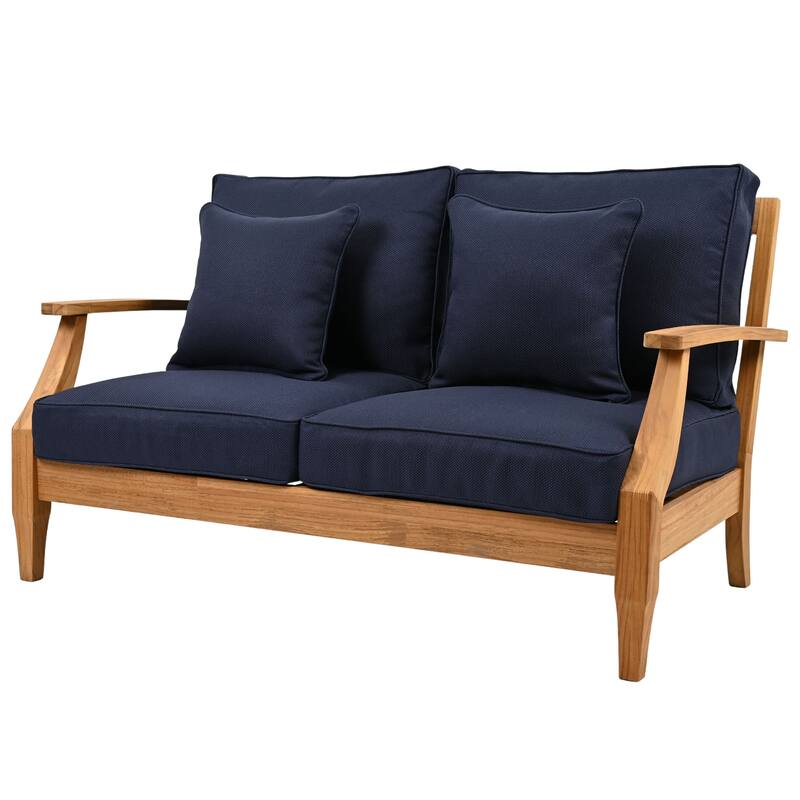 SAFAVIEH Couture Martinique Wood Patio Loveseat - 56"W x 35"D x 32"H