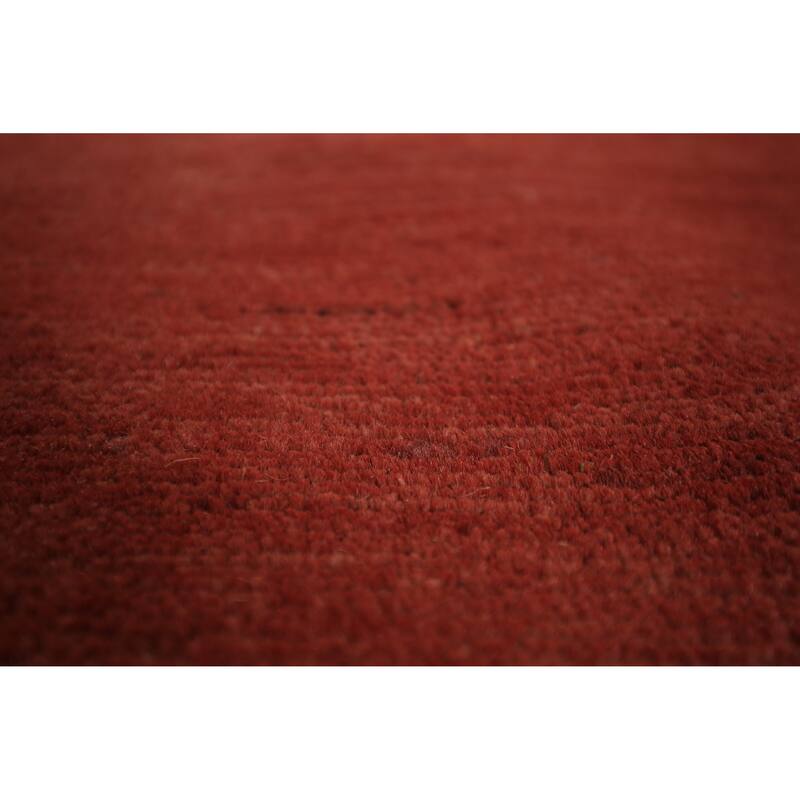 Gabbeh Modern Area Rug Hand-Knotted Solid Orange Wool Carpet - 4'11" x 6'7"