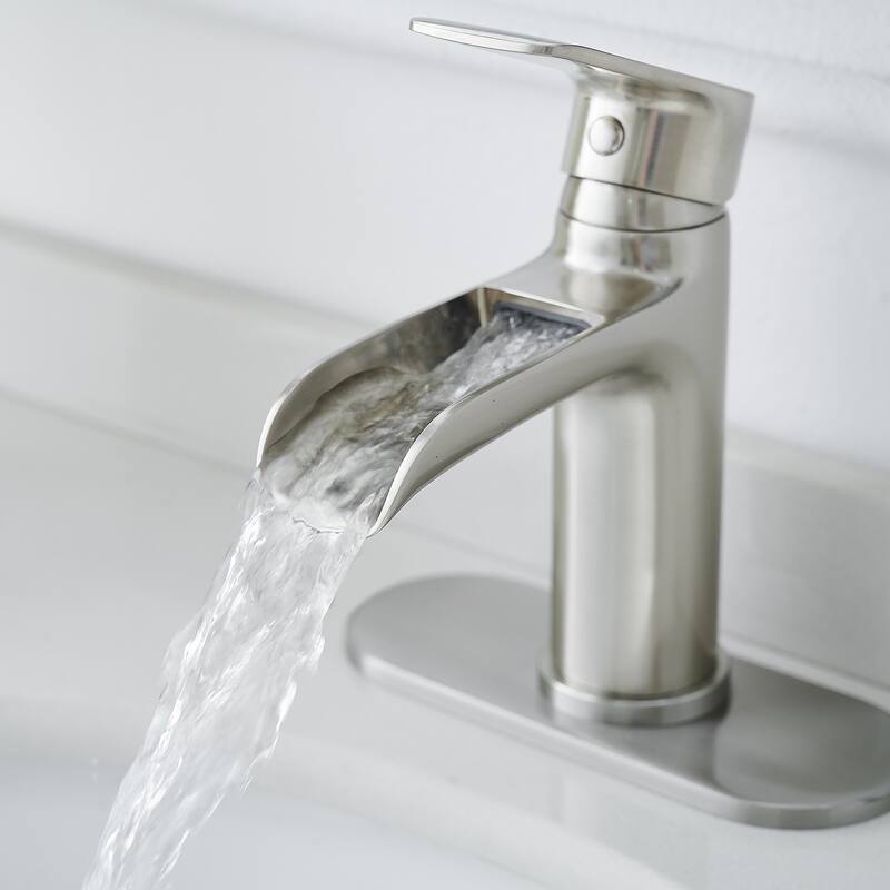 Single Handle Waterfall Spout Sink Faucet with Drain Assembly