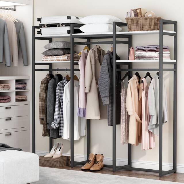 Tribesigns Garment Rack, 75 inch Freestanding Closet Organizer for Hanging Clothes
