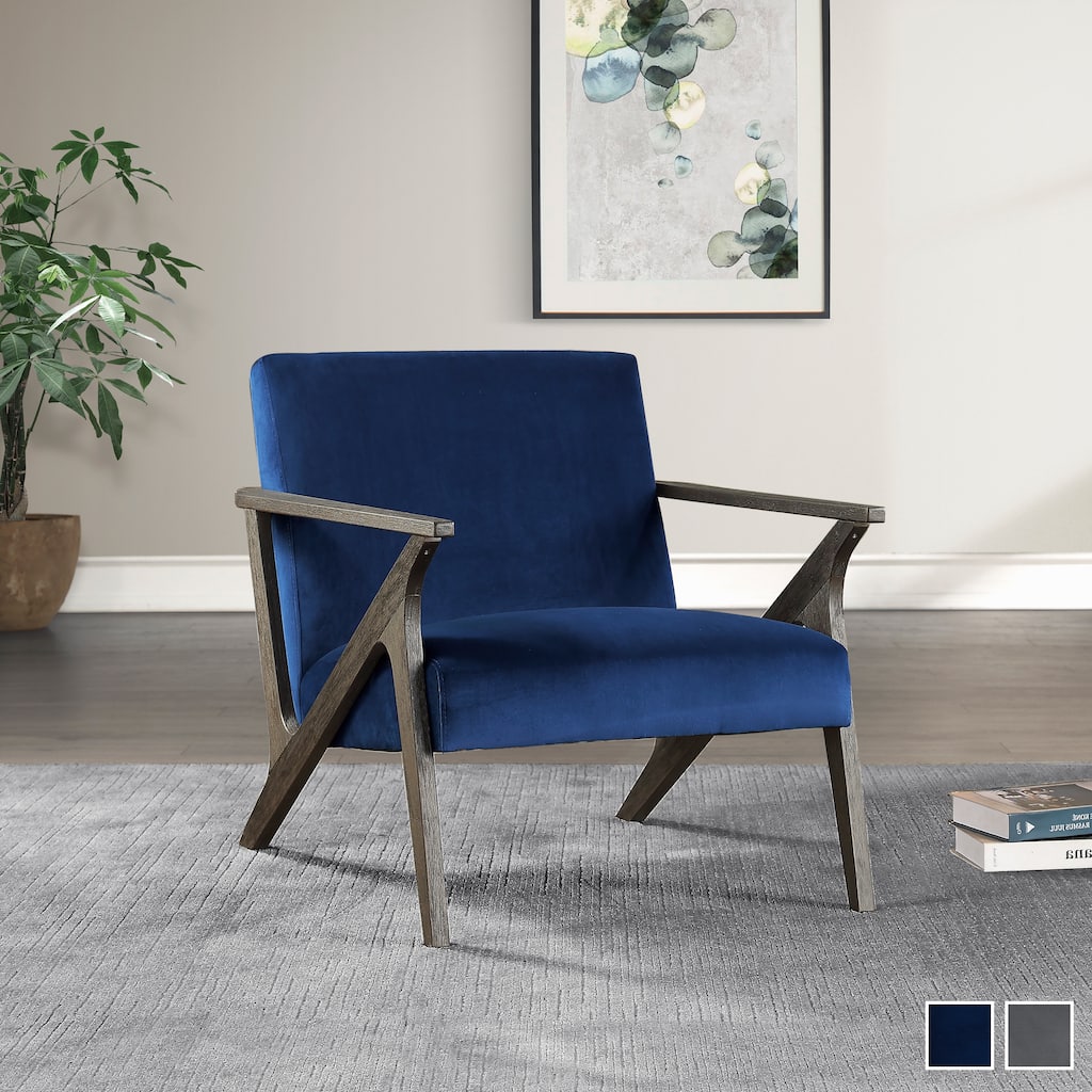 Verona Velvet Wood Arm Accent Chair