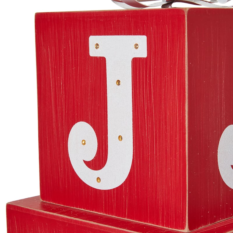 Glitzhome 32"H LED Lighted Wooden Nesting Block JOY Porch Sign